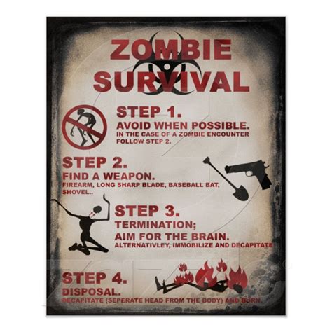 Zombie Survival Poster Zazzle Zombie Survival Zombie Zombie