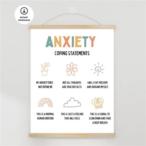 Anxiety Coping Statements Poster Coping Skills Therapy Room Etsy