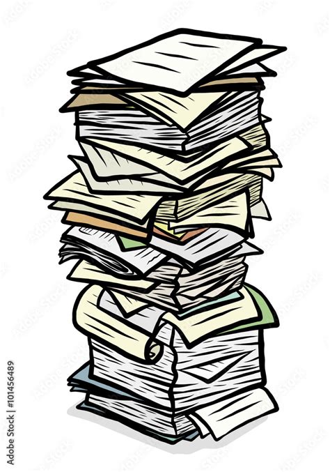 Stack Of Used Papers Cartoon Vector And Illustration Hand Drawn