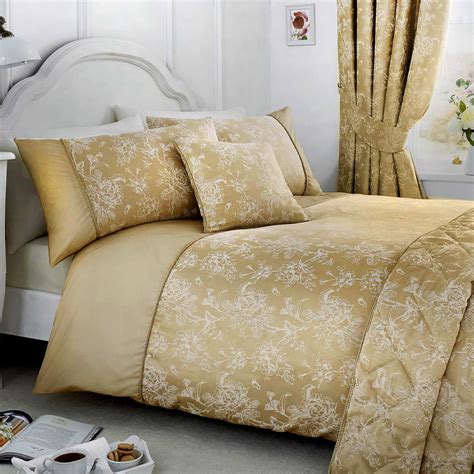 Gold Duvet Covers Floral Jacquard Damask Champagne Quilt Cover Bedding