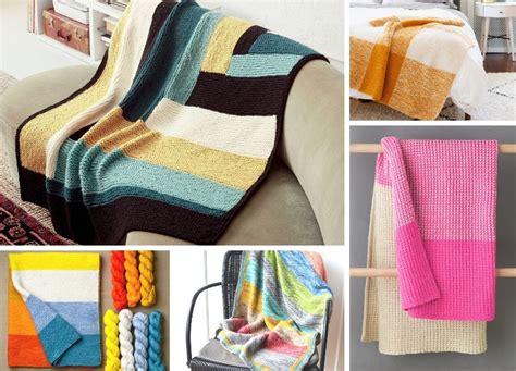 Simple Color Block Knitted Blankets