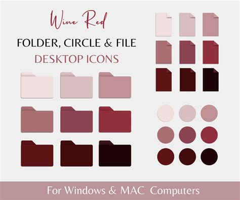 27 Wine Red Desktop Icons For Macbook And Windows Circle Etsy