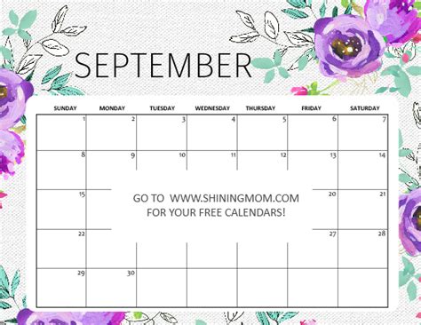 Free Printable September 2019 Calendar 16 Awesome Designs 2019