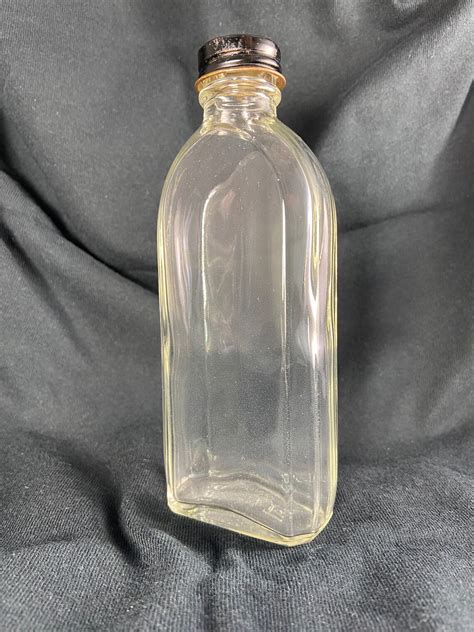 Vintage Hazel Atlas Glass Bottle With Lid 4oz Clear Etsy