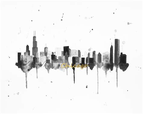 Chicago Skyline Art Chicago Print Chicago Art Chicago | Etsy | Chicago ...