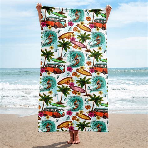 Vintage Style Surfer Beach Towel Etsy