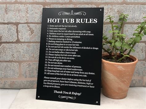 Hot Tub Rules Sign Engraved Outdoor Signage Etsy