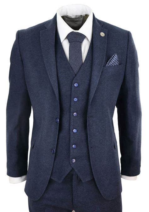 Mens Navy Blue Peaky Blinders Wool Suit Buy Online Happy Gentleman