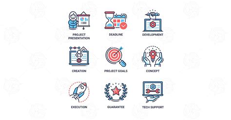 Project Development Phases Line Design Icons Set By Boykopictures On