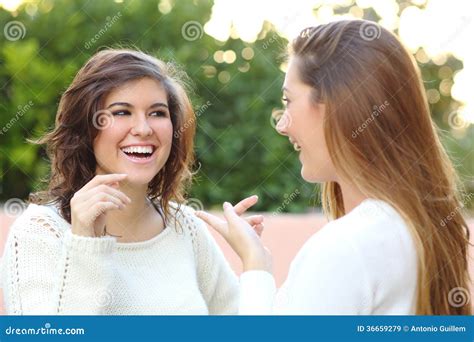 Two Young Women Talking Outdoor Royalty Free Stock Images Image 36659279
