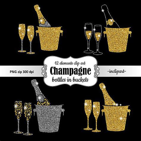 Download champagne gold images and photos. Champagne Clipart. Bottle in bucket & glasses glitter clip