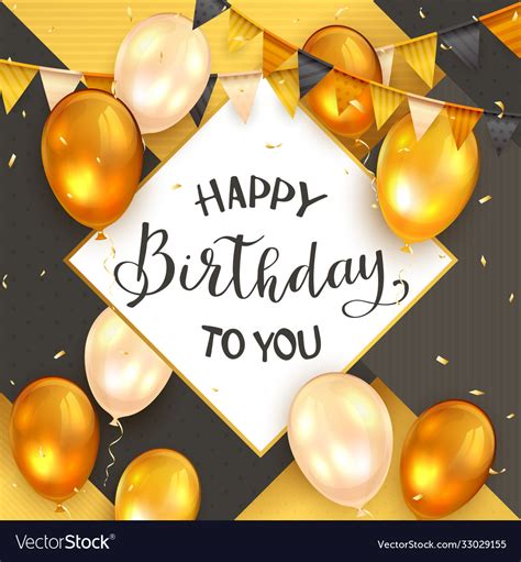 Happy Birthday On Black And Gold Background Vector Image