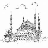 Istambul Mosque Sketchy Minaret Istanbul Turkije Schetsmatige Eenvoudige Moskee Einfachen Flüchtigen Moschee Historisches Blauen Truthahn Moschea απλό Semplice μπλε κτήριο sketch template