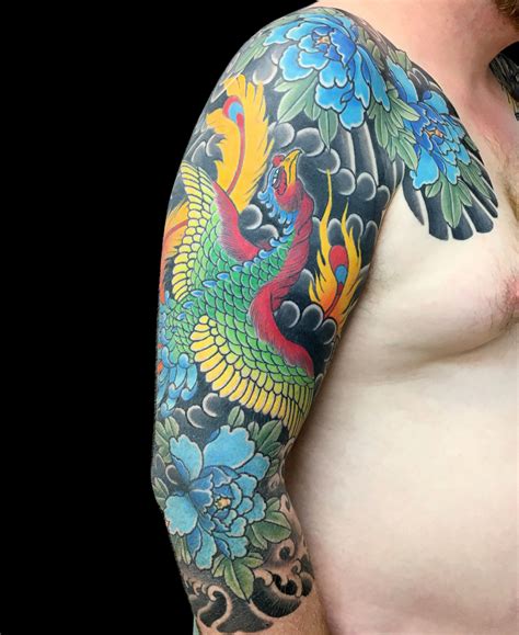 See more ideas about tattoos, japanese tattoo, japan tattoo. Japanese phoenix and peony sleeve done by TomTom #sunsettattoonz www.sunsettattoo.co.nz | Sleeve ...