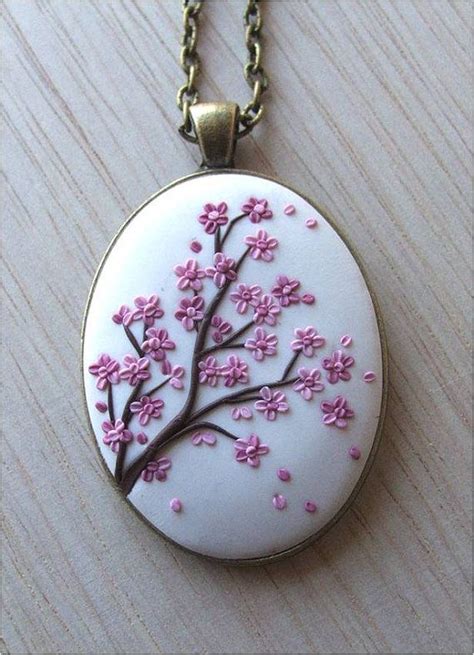 Sakura Flower Necklace Cherry Blossom Pendant Pink By Floraljewel