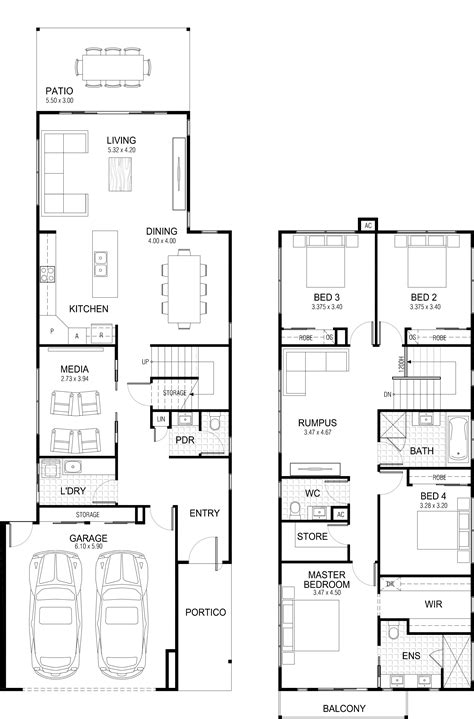 Floor plan | Narrow house plans, Narrow lot house plans ...
