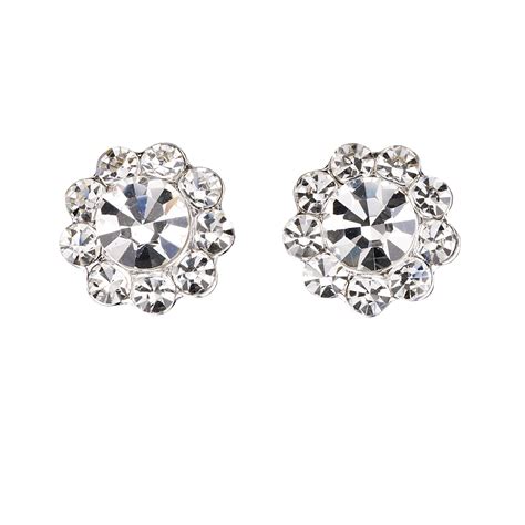 Swarovski Crystal Clear Crystal Stud Earrings Small Flower 17mm