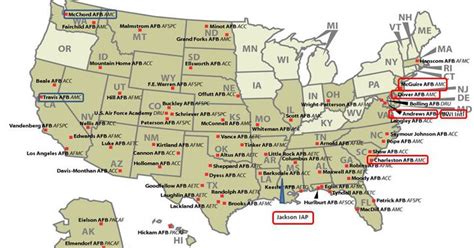 Air Force Bases In Usa Map Map