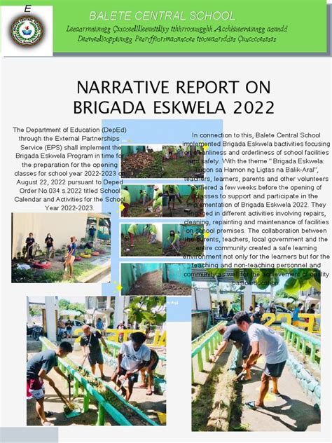 Narrative Report On Brigada Eskwela 2022 1 Pdf Behavior