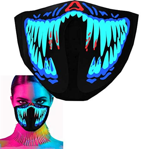 Cyb Led Rave Mask Light Up Glow Face Mask Sound Activated For Music