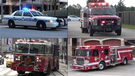 Fire Trucks Police Cars And Ambulances Responding Compilation Youtube