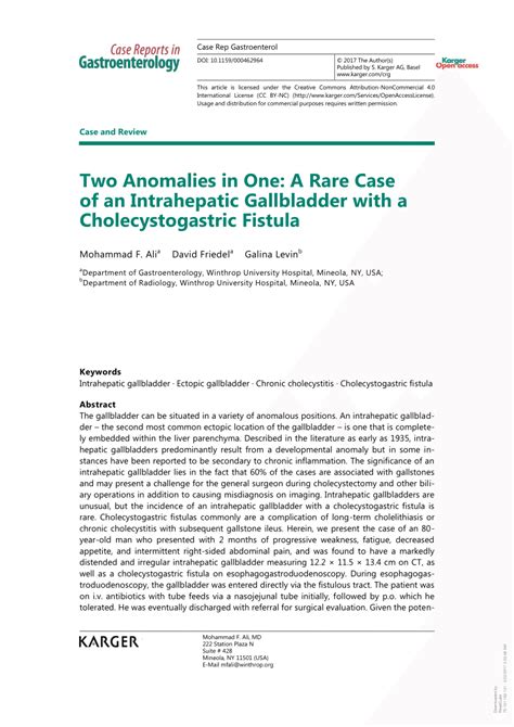 Pdf Two Anomalies In One A Rare Case Of An Intrahepatic Gallbladder