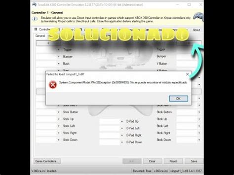In today's video i am going to show you how you can fix a very common error on the application x360ce (which is a xbox 360 emulator program on. como solucionar el problema de x360 "failed to load ...
