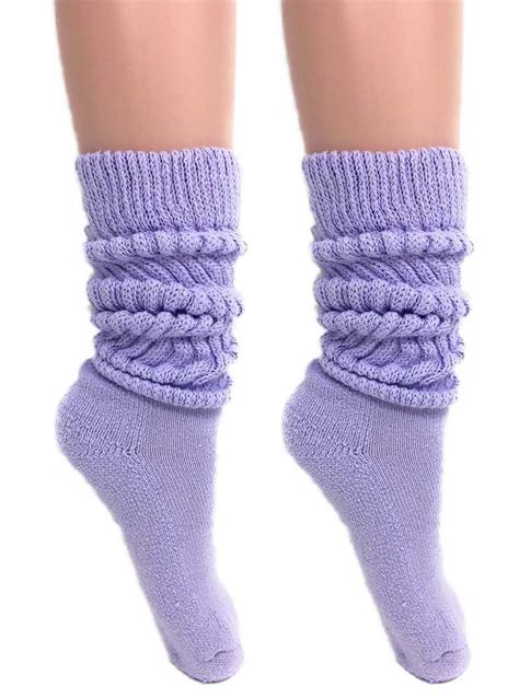 extra long heavy slouch socks lilac 2 pair size 9 11