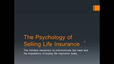 There are life insurance products, health insurance, motor vehicle insurance, etc.you can choose to sell as many products as you desire but as a beginner, it is advisable to start with a few products and become in a specialist in that field so that later, you can add other insurance products to. The Psychology of Selling Life Insurance - YouTube