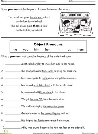 Worksheets Grammar Basics Object Pronouns Worksheets For Class 1
