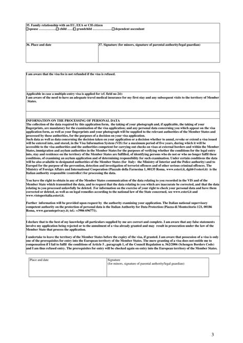 Rome Italy Application Form For Schengen Visa Fill Out Sign Online