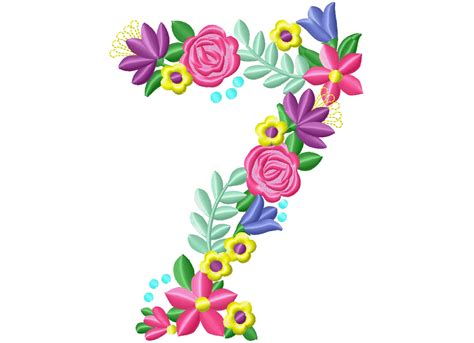 Floral Letter Birthday Number Seven Flowers Liberty Fashioned Flowers