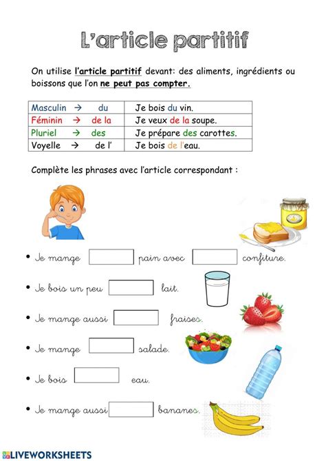 Article Partitif Worksheet In 2023 French Worksheets French Lessons