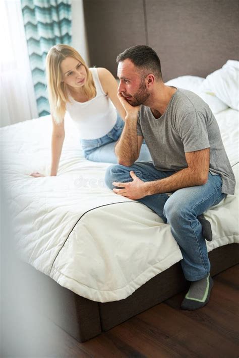 Married Couple Having Serious Conversation At Home Stock Image Image