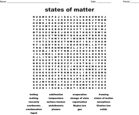 States Of Matter Word Search Monster Word Search States Of Matter