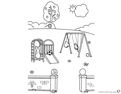 Peeps Coloring Pages Bunny Playing Slide - Free Printable Coloring Pages