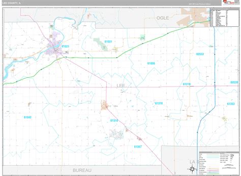 Lee County Il Wall Map Premium Style By Marketmaps Mapsales