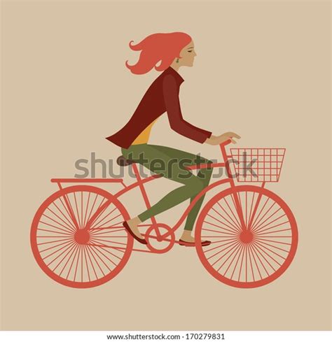 Vector Illustration Girl Riding Bicycle Stock Vector Royalty Free 170279831 Shutterstock