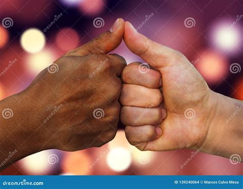 Multiracial Hands Together African American And Caucasian Touching