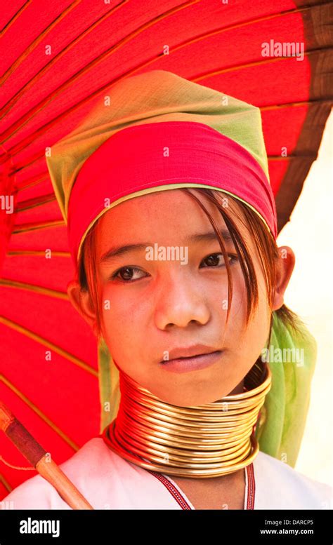 Young Padaung Girl Named Mimi Near Indein Village On Lake Inle In Shan