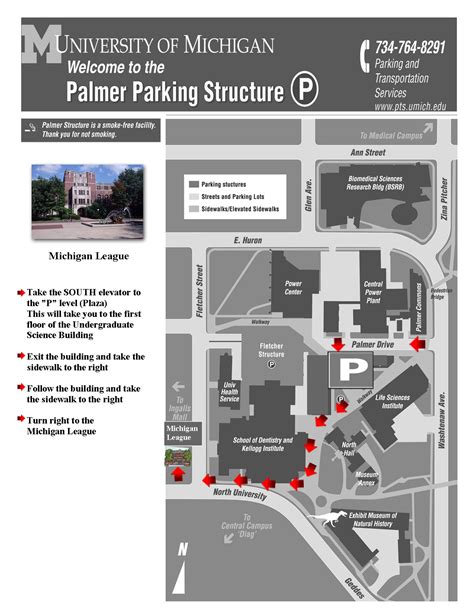 University Of Michigan Palmer Parking Map Ann Arbor Michigan Usa