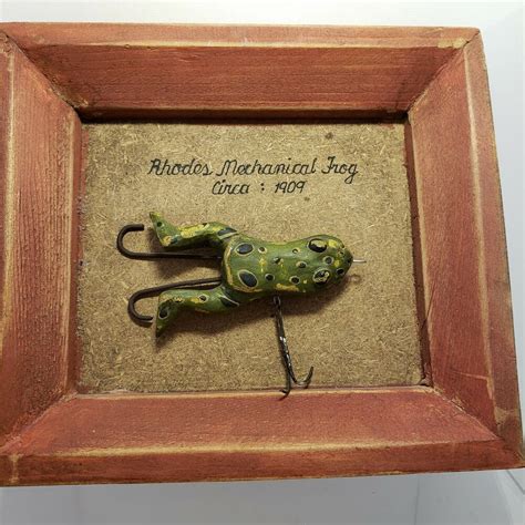 Rhodes Mechanical Frog Lure Circa Reproduction Framed Rhodes