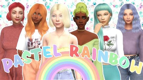 🌈 Rainbow Sims Pastel Edition 🌈 Sims 4 Cas Challenge Youtube