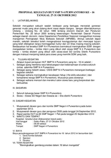 Contoh Teks Proposal Kegiatan Sekolah Coretan