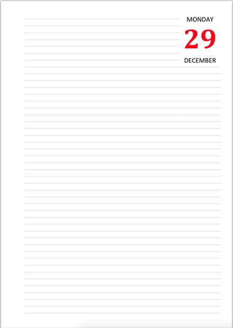 Printable Diary Page Template Business Psd Excel Word Pdf