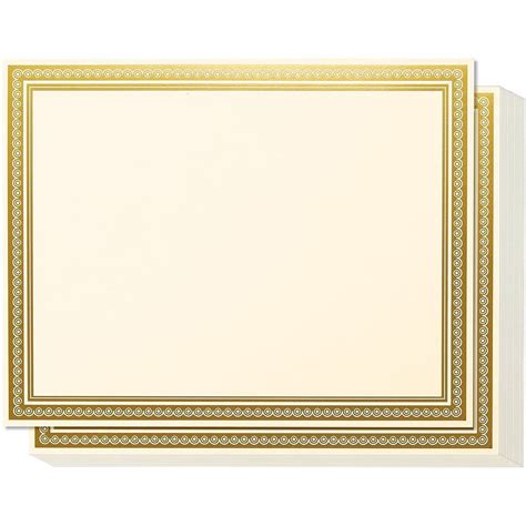 Buy 50 Sheets Blank Printable Certificate Paper With Gold Foil Border