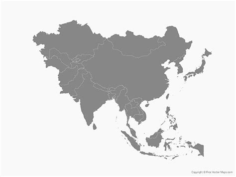 Map Of Asia With Countries Single Color Free Vector Site Download