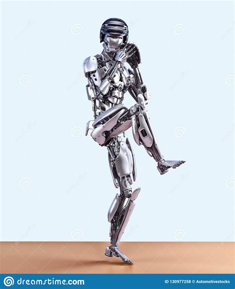 Robot Baseball Player In Action Isolated Cyborg Robot Artificial