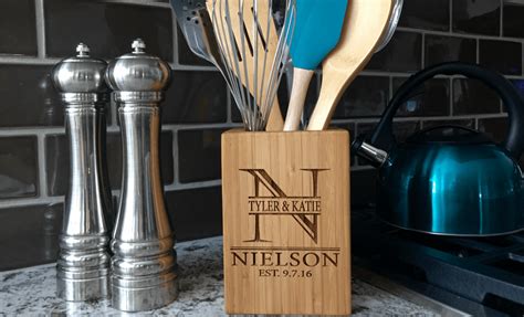 Personalized Bamboo Kitchen Utensil Holder (With images ...