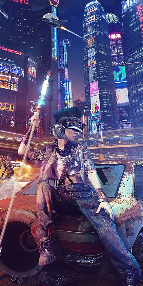 1080x2160 Cyberpunk Girl In City One Plus 5thonor 7xhonor View 10lg